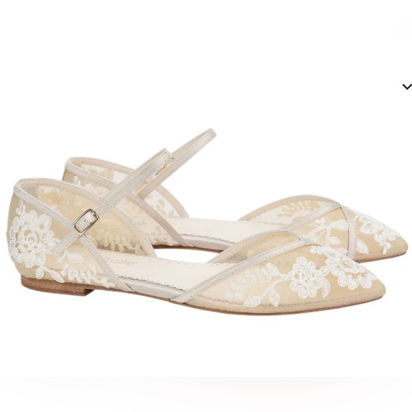 Bella Belle CELIA Lace D'Orsay Nude Flats for Wedding - Size 7.5.  Worn once! - Picture 5 of 11